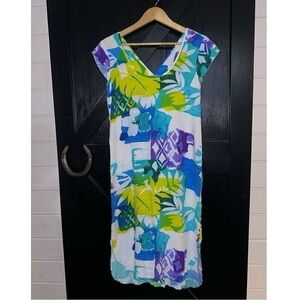 JAMS WORLD Cozumel Print Tropical Hawaiian Lightweight Dress Made In Hawaii Sz S